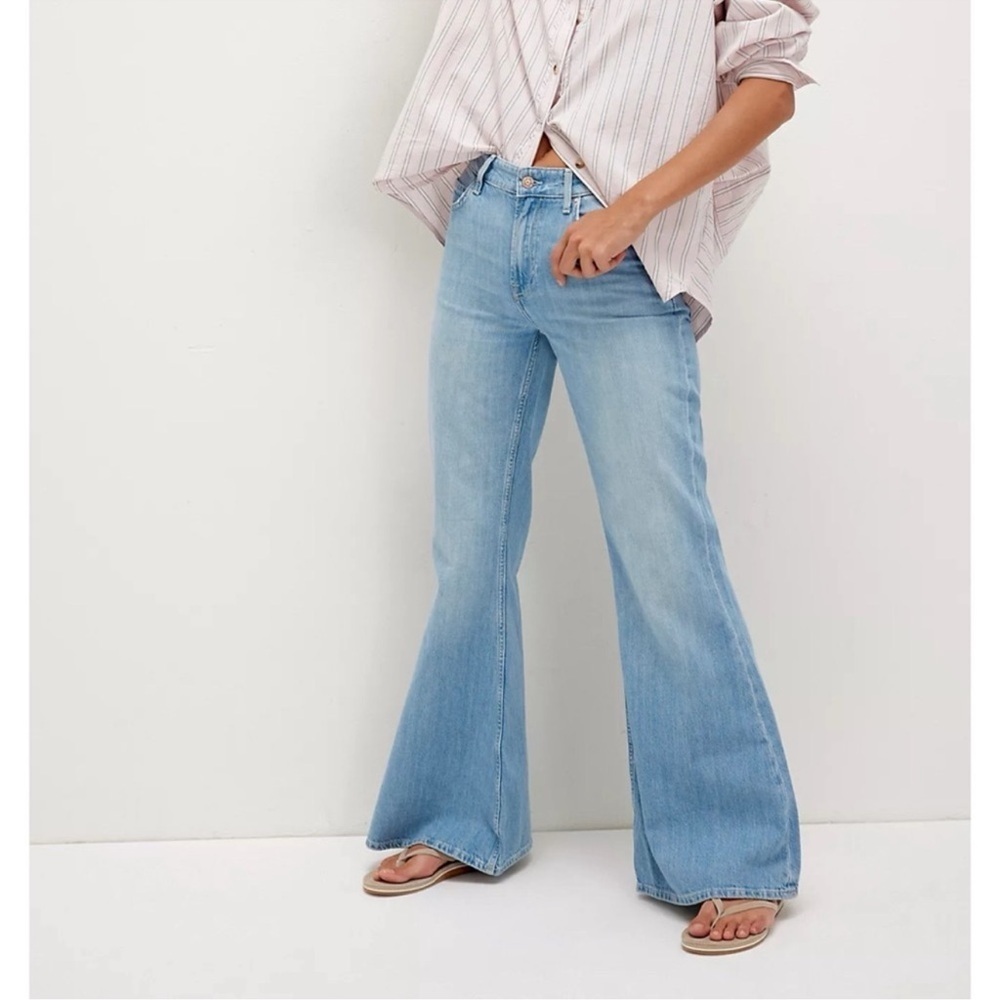 NWT Free People Avalon Drapey Flare Jeans Light Blue 26